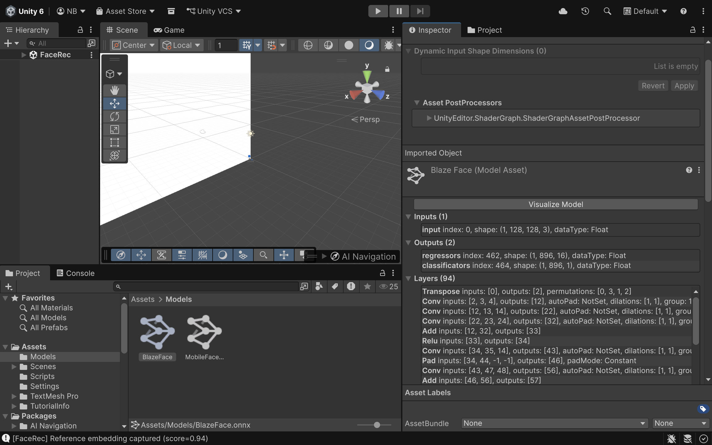 Unity Sentis model inspector