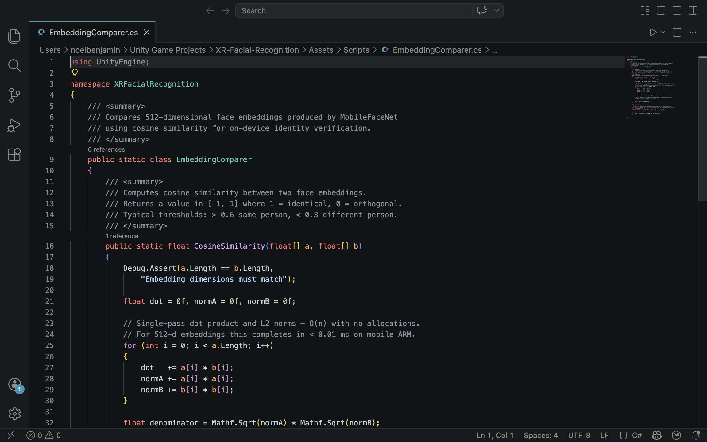 Cosine similarity code